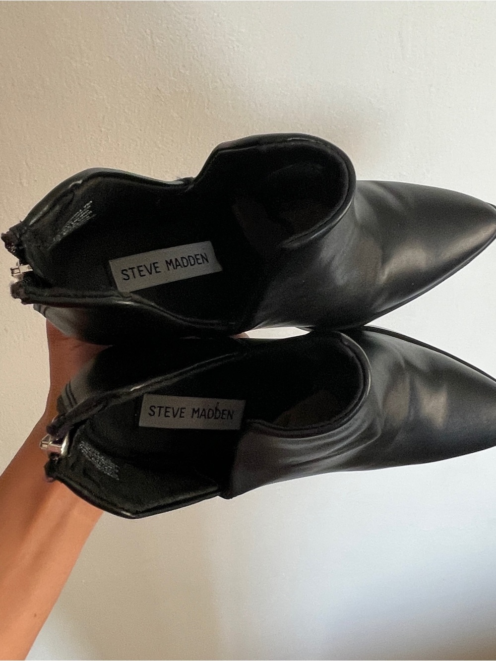 Steve Madden Black Pointed Toe Cutout Ankle Booties - Picture 3 of 6